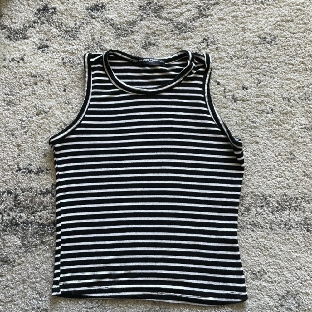 Brandy Melville black & white stripe cropped tank - small - one size